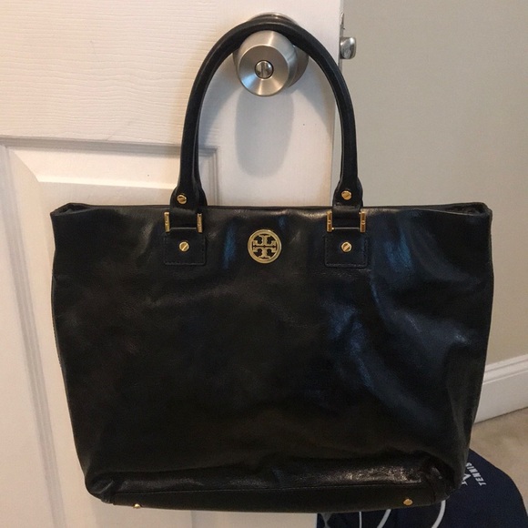 Tory Burch black leather tote - Picture 1 of 2